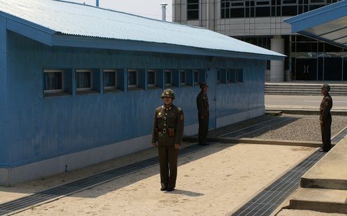 The DPRK side of the DMZ on the Korean peninsula. Roger Shepherd. 2011.