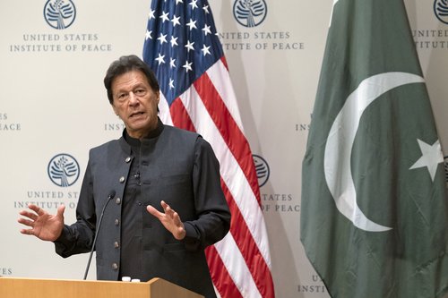 Former Pakistani Prime Minister Imran Kahn at the US Institute of Peace in 2019. Credit to US Institute of Peace via Flickr.