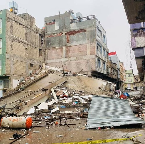 Earthquake destruction in Kilis, South Central Turkey.